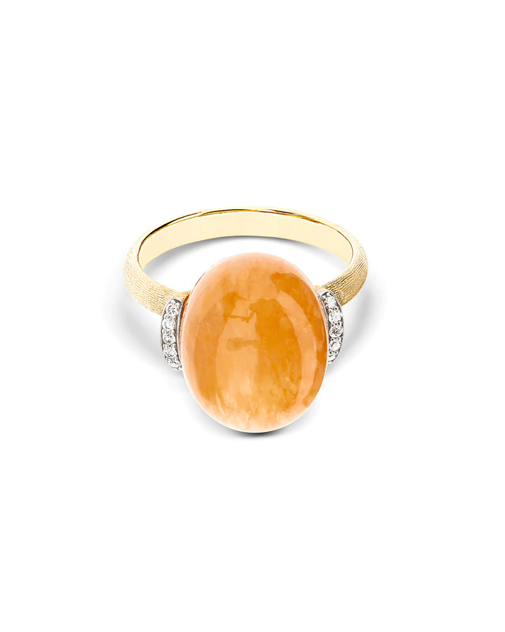 "PETRA" GOLD, DIAMONDS AND ORANGE AVENTURINE RING (LARGE)
