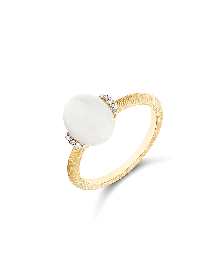 "WHITE DESERT" GOLD, DIAMONDS AND MOONSTONE RING (SMALL)