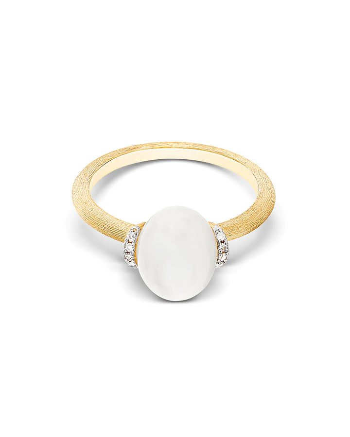 "WHITE DESERT" GOLD, DIAMONDS AND MOONSTONE RING (SMALL)