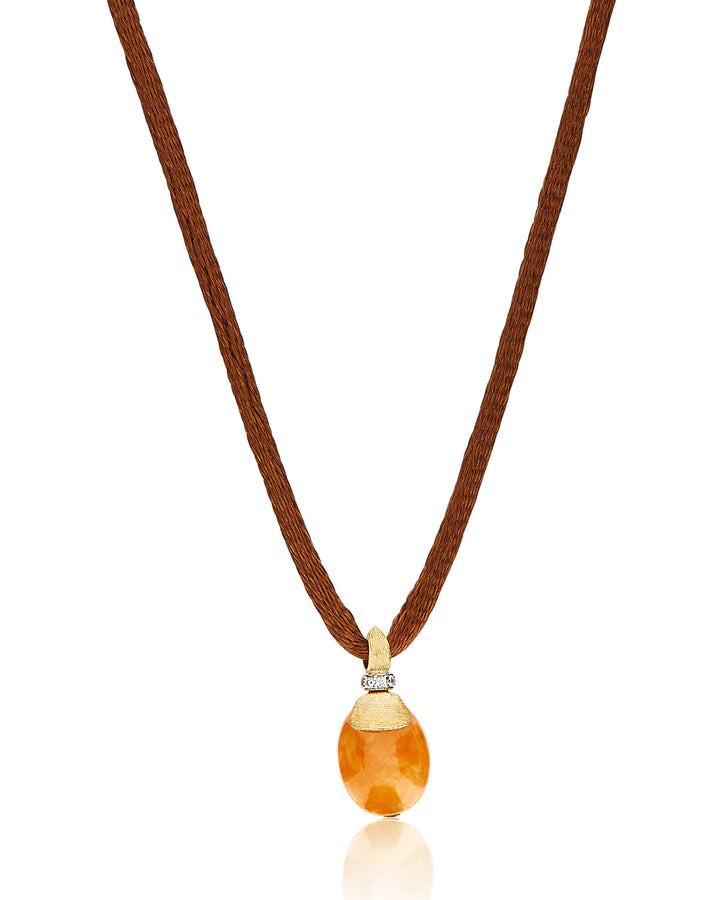 "PETRA" GOLD, DIAMONDS AND ORANGE AVENTURINE PENDANT (SMALL)