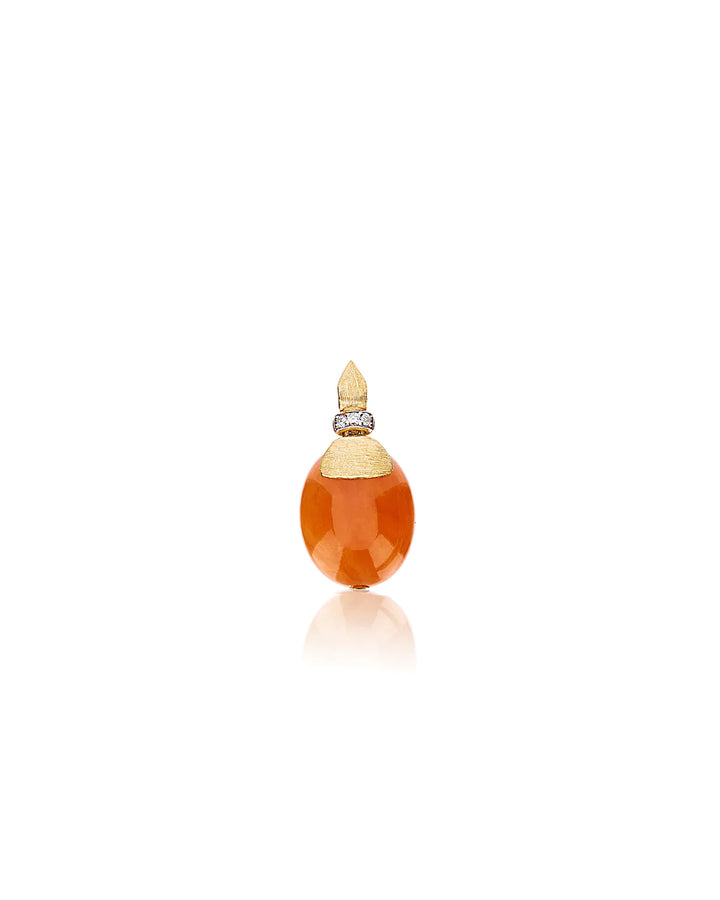 "PETRA" GOLD, DIAMONDS AND ORANGE AVENTURINE PENDANT (MEDIUM)