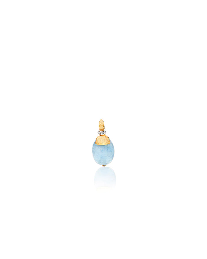 "AZURE" GOLD, DIAMONDS AND MILKY AQUAMARINE PENDANT (SMALL)