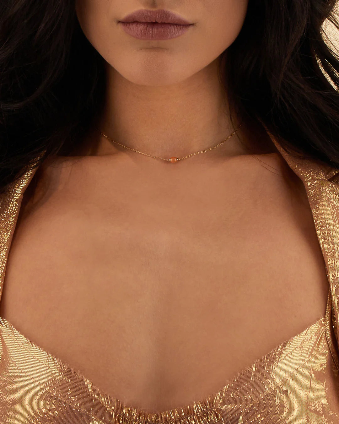 "PETRA" GOLD AND ORANGE AVENTURINE NECKLACE (SMALL)