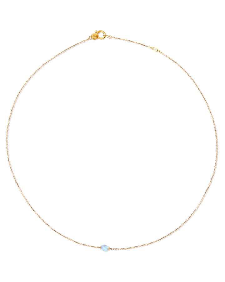 "AZURE" GOLD AND MILKY AQUAMARINE NECKLACE (SMALL)