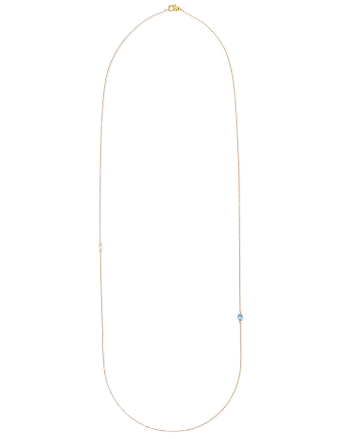 "AZURE" GOLD AND MILKY AQUAMARINE NECKLACE (LARGE)