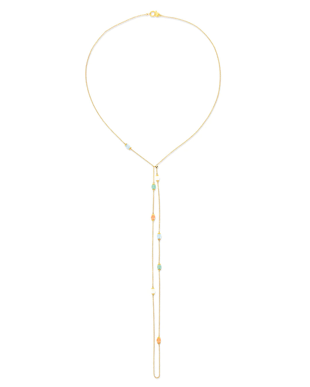 "RAINBOW" GOLD AND NATURAL STONES CONVERTIBLE NECKLACE (LARGE)