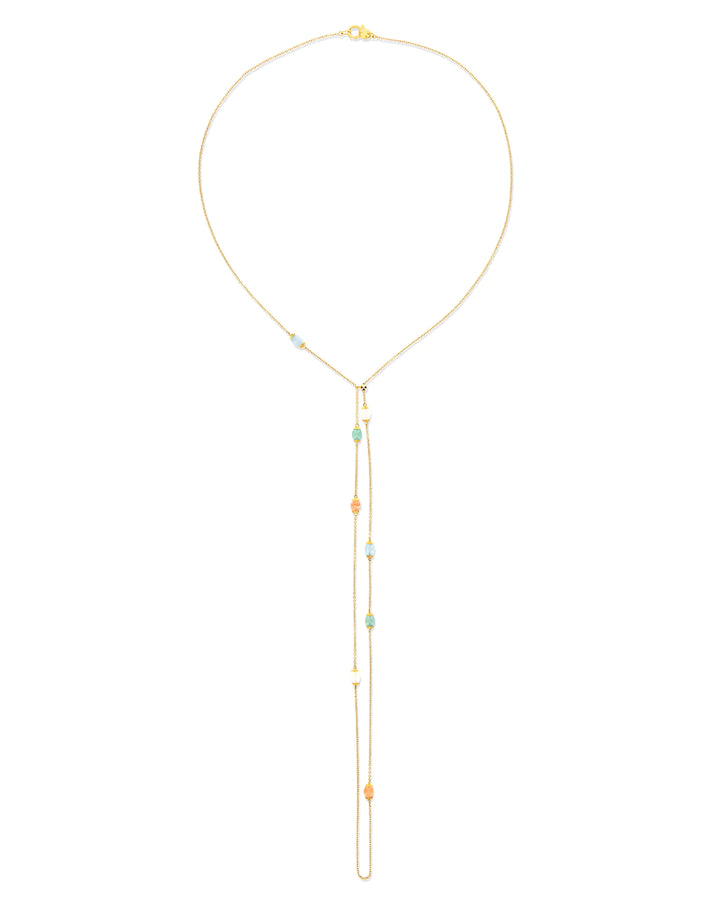 "RAINBOW" GOLD AND NATURAL STONES CONVERTIBLE NECKLACE (LARGE)