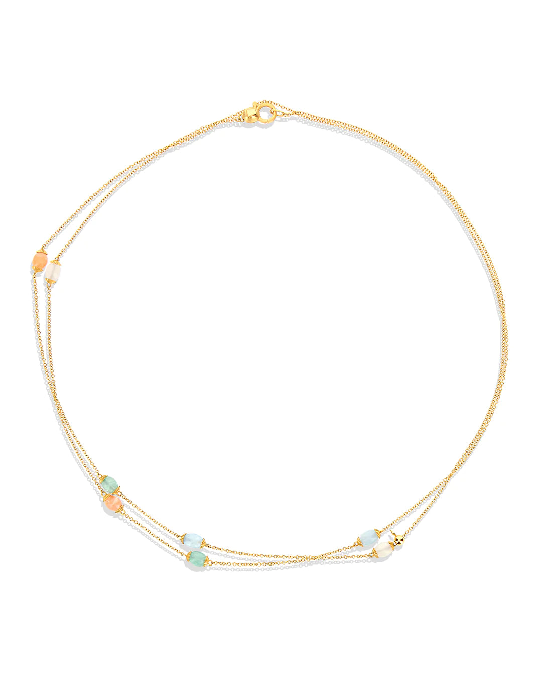 "RAINBOW" GOLD AND NATURAL STONES CONVERTIBLE NECKLACE (LARGE)