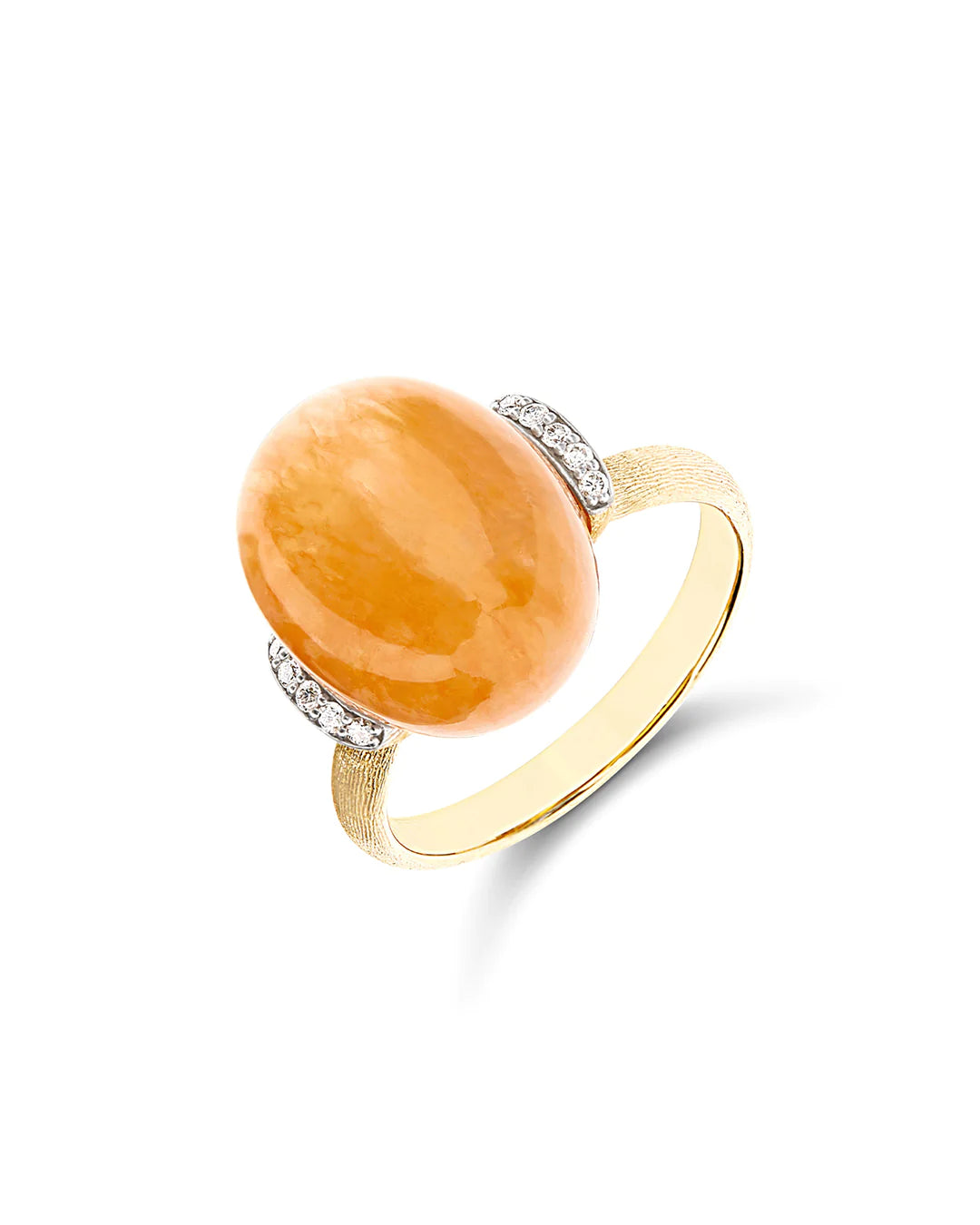 "PETRA" GOLD, DIAMONDS AND ORANGE AVENTURINE RING (LARGE)