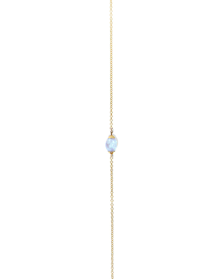 "AZURE" GOLD AND MILKY AQUAMARINE NECKLACE (LARGE)