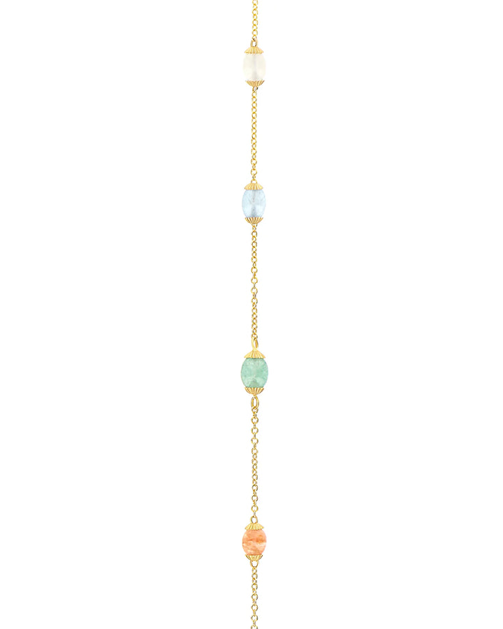 "RAINBOW" GOLD AND NATURAL STONES NECKLACE (SMALL)