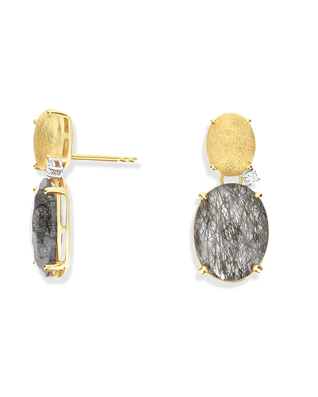 "IPANEMA" GREY RUTILATED QUARTZ EARRINGS