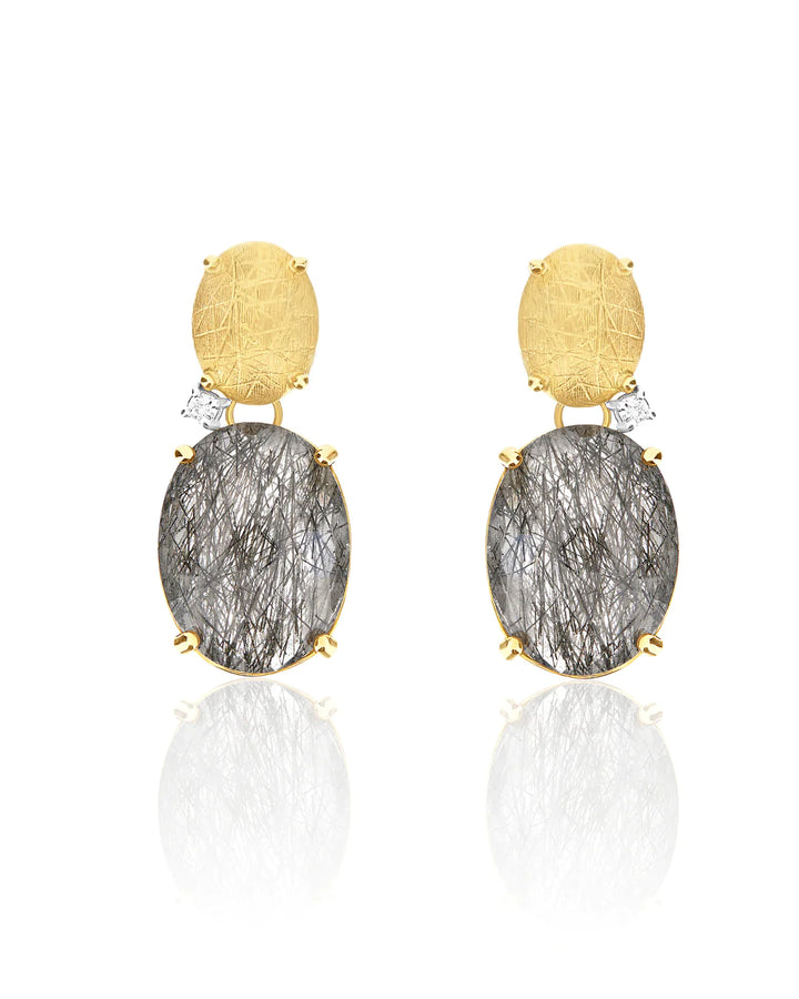 "IPANEMA" GREY RUTILATED QUARTZ EARRINGS