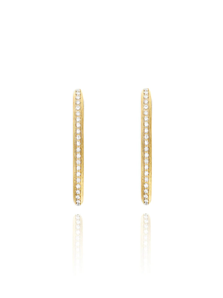 "LIBERA ICON" SMALL GOLD OVAL HOOP EARRINGS WITH DIAMONDS
