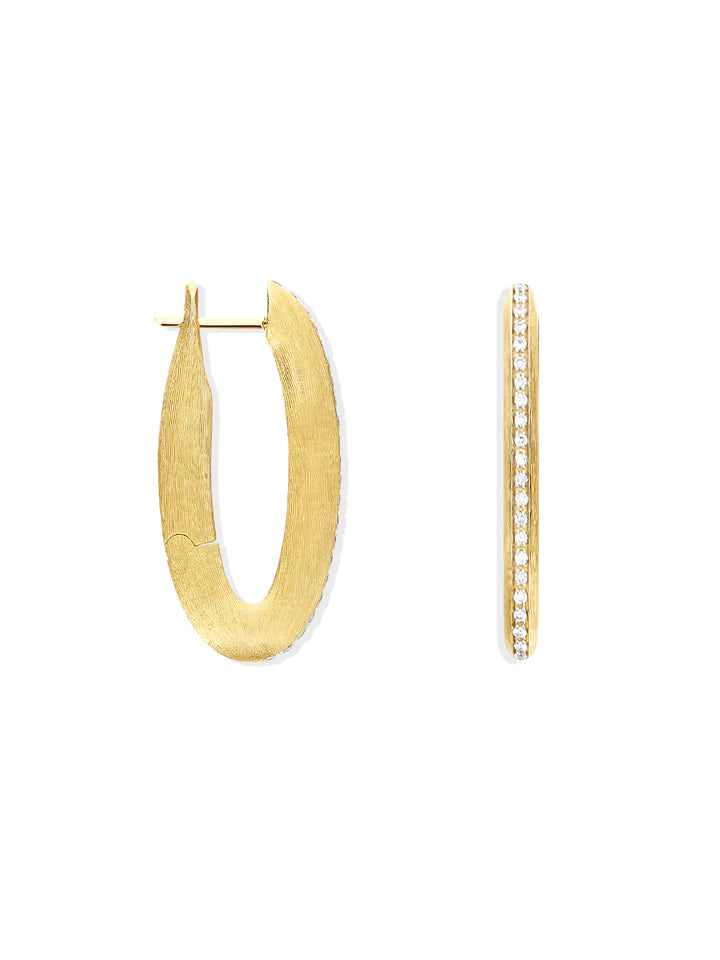 "LIBERA ICON" SMALL GOLD OVAL HOOP EARRINGS WITH DIAMONDS