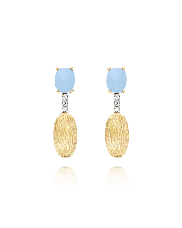 "AZURE" GOLD, AQUAMARINE AND DIAMONDS SHORT EARRINGS
