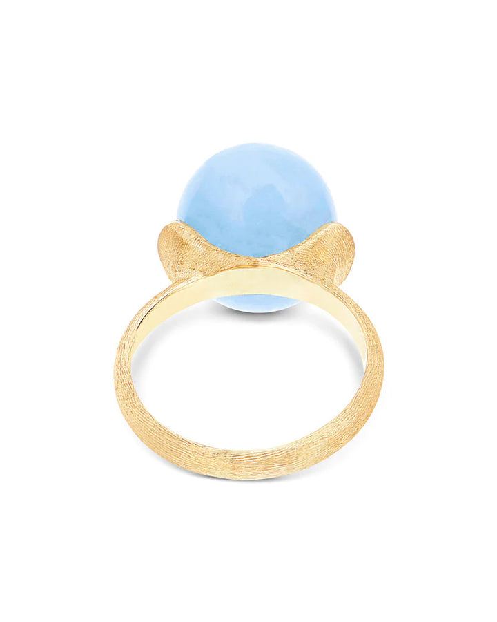 "AZURE" GOLD, DIAMONDS AND MILKY AQUAMARINE RING (LARGE)