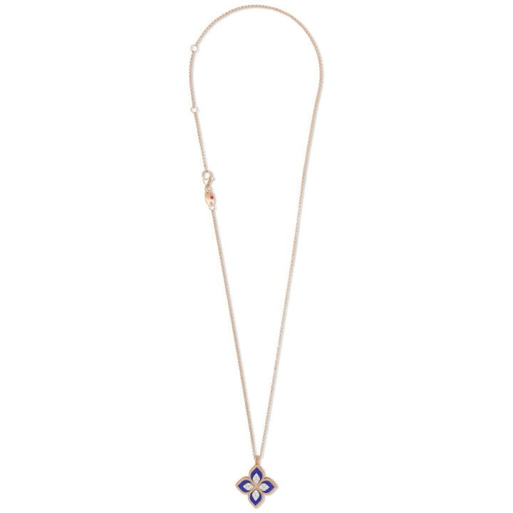 PRINCESS FLOWER PENDANT WITH DIAMONDS AND LAPIS