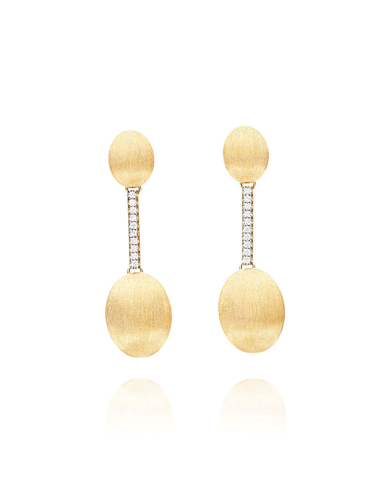 "ÉLITE" GOLD BOULES CONNECTED WITH A DIAMONDS BAR EARRINGS