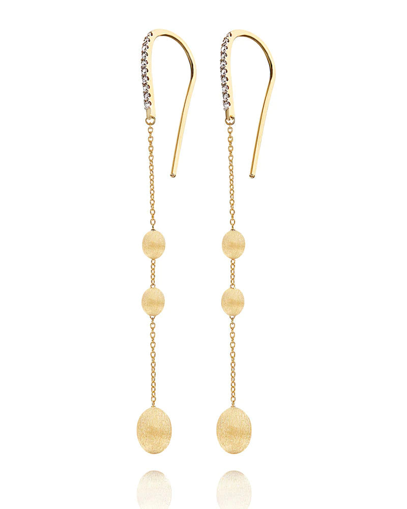 "SOFFIO" GOLD AND DIAMONDS LONG EARRINGS