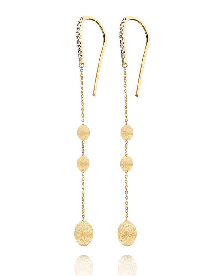 "SOFFIO" GOLD AND DIAMONDS LONG EARRINGS