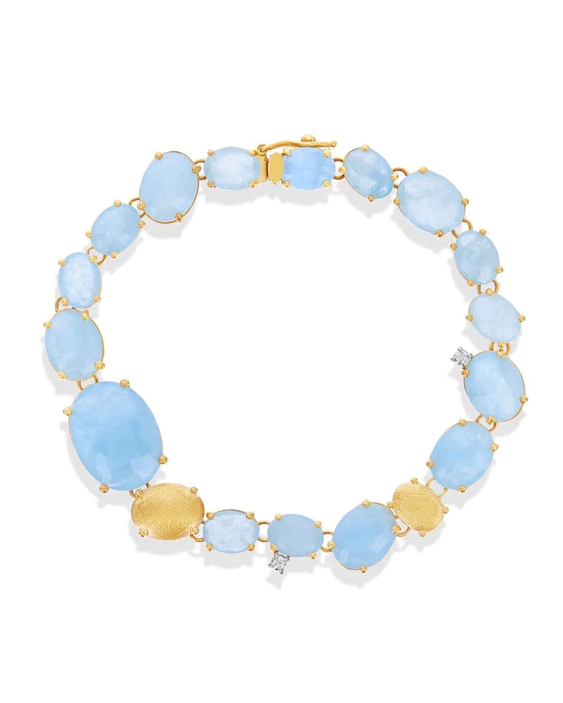 "IPANEMA" GOLD, AQUAMARINE AND DIAMONDS MARINE BRACELET