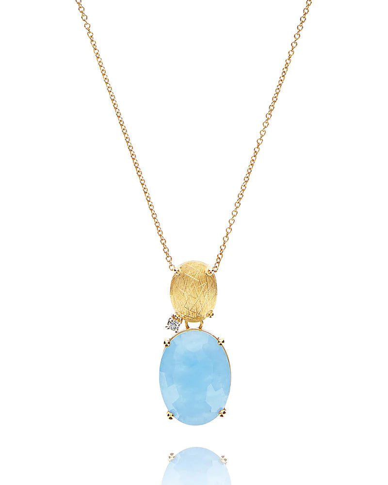 "IPANEMA " GOLD, AQUAMARINE AND DIAMONDS PENDANT