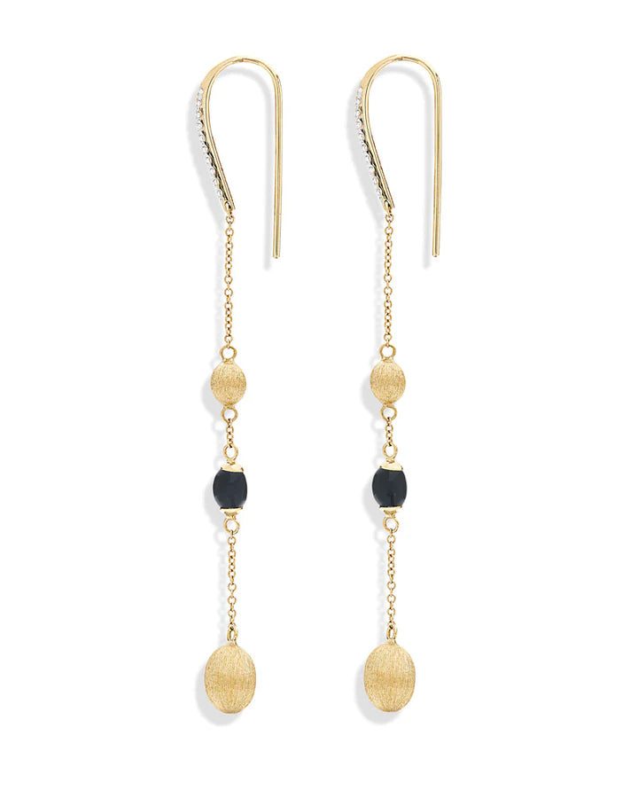 "MYSTERY BLACK" GOLD AND BLACK ONYX EVERYDAY DROP EARRINGS