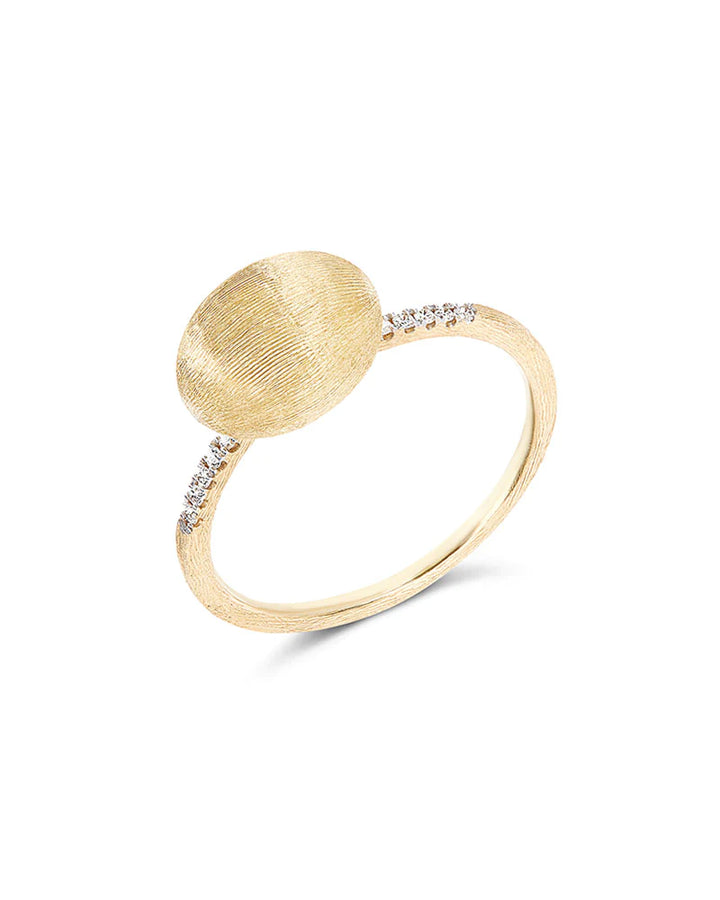 "ÉLITE" DIAMONDS AND HAND-ENGRAVED GOLD BOULE RING (MEDIUM)