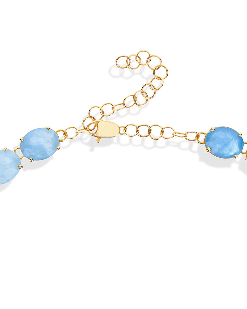 "IPANEMA" GOLD, AQUAMARINE AND DIAMONDS COLLAR NECKLACE