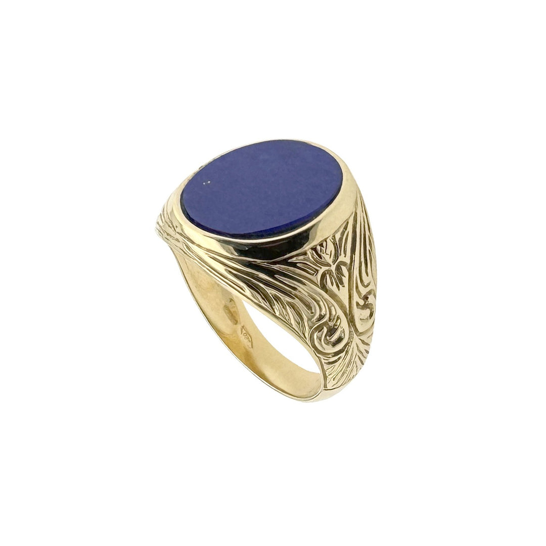 Men's Gold Ring with Lapis