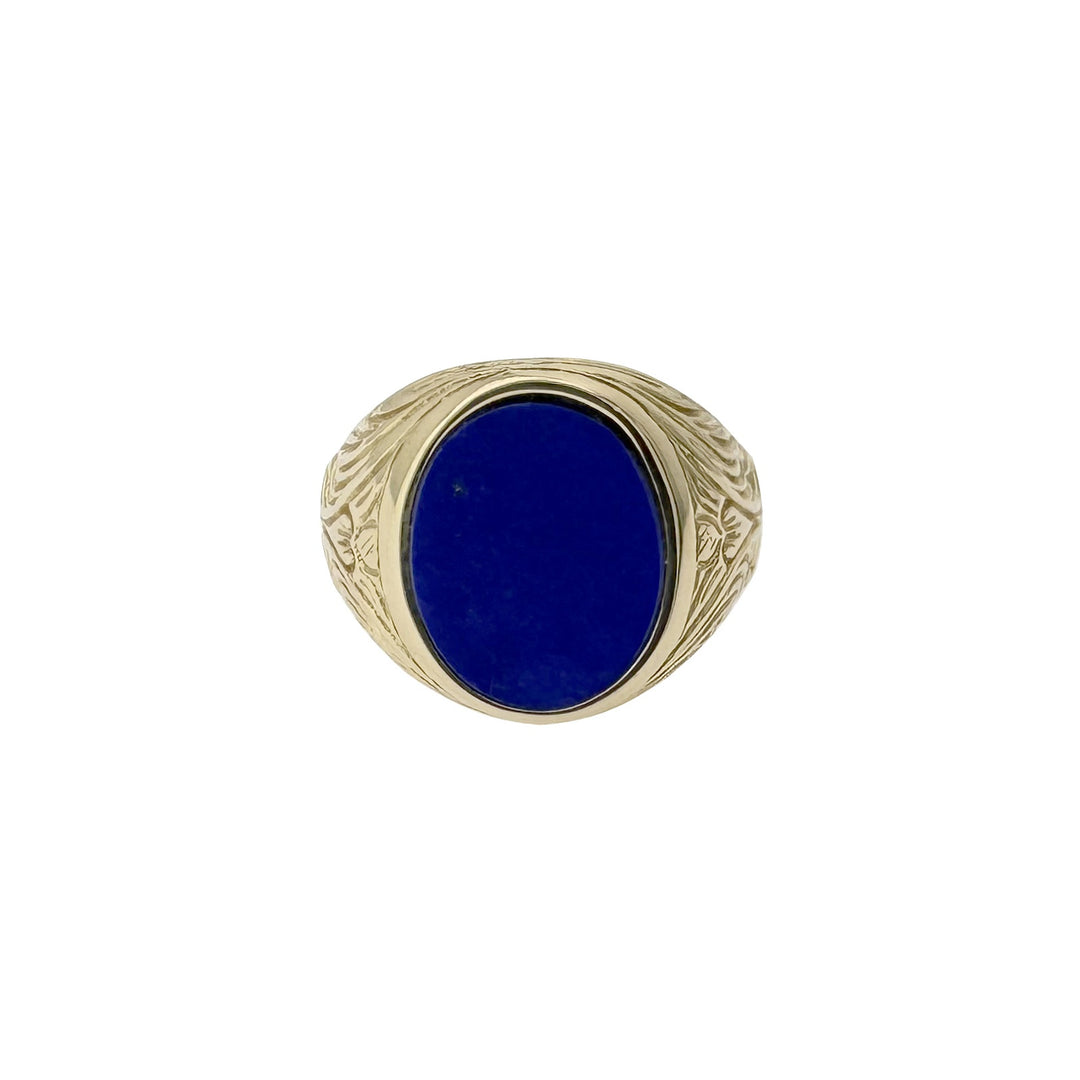 Men's Gold Ring with Lapis