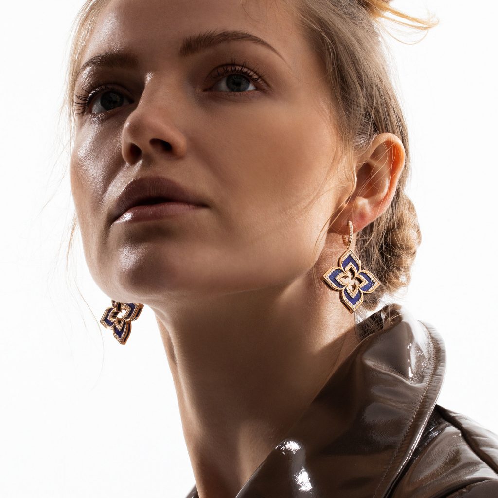 VENETIAN PRINCESS EARRINGS WITH DIAMONDS AND LAPIS