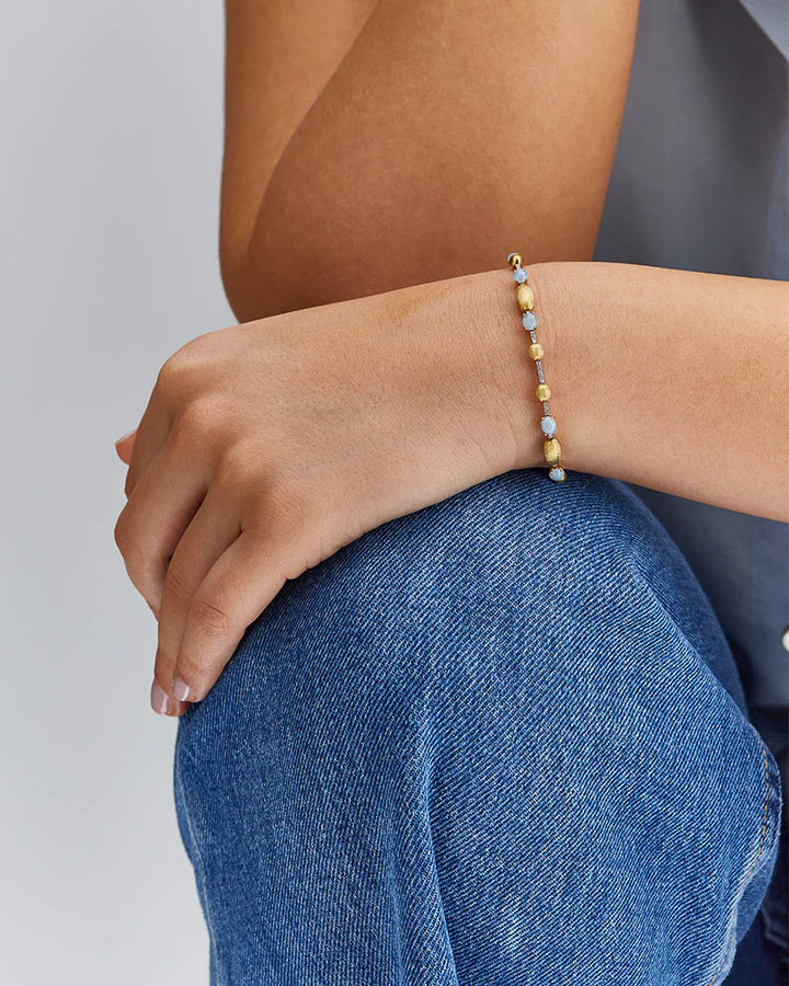 "AZURE" GOLD, DIAMONDS AND AQUAMARINE TENNIS BRACELET