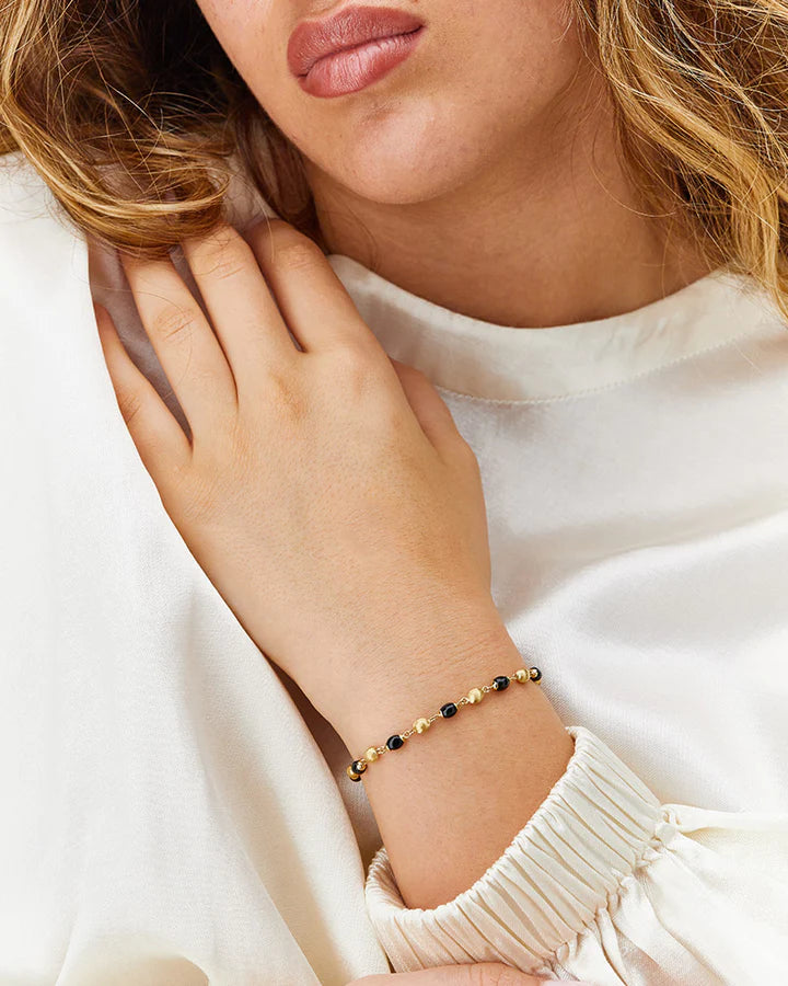 "MYSTERY BLACK" GOLD, DIAMONDS AND BLACK ONYX TENNIS BRACELET