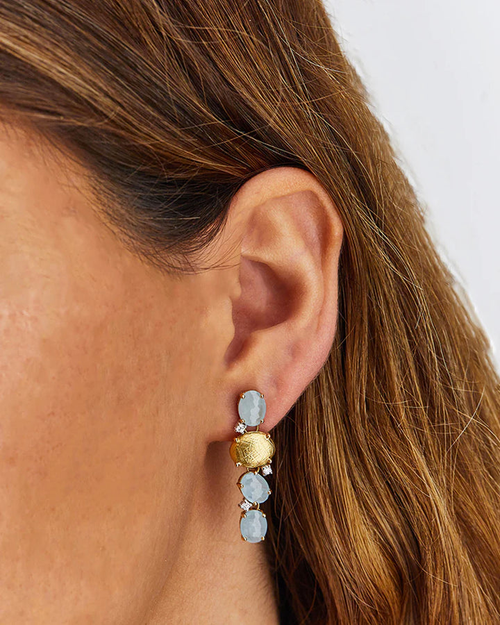 "IPANEMA" GOLD, AQUAMARINE AND DIAMONDS EARRINGS