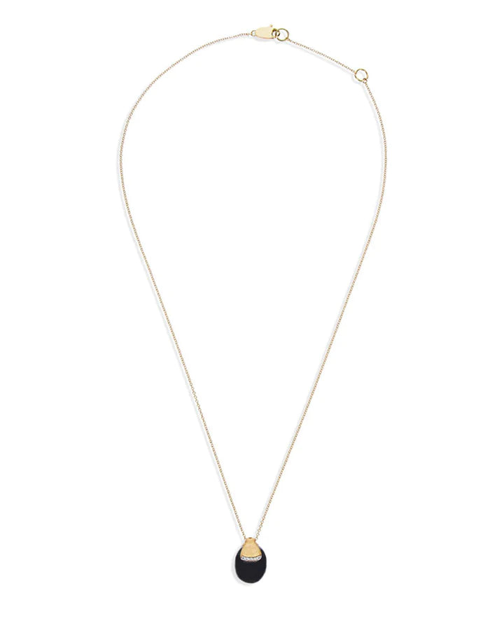 "MYSTERY BLACK" BLACK ONYX BOULE EMBRACED BY GOLD AND A DIAMONDS ACCENT