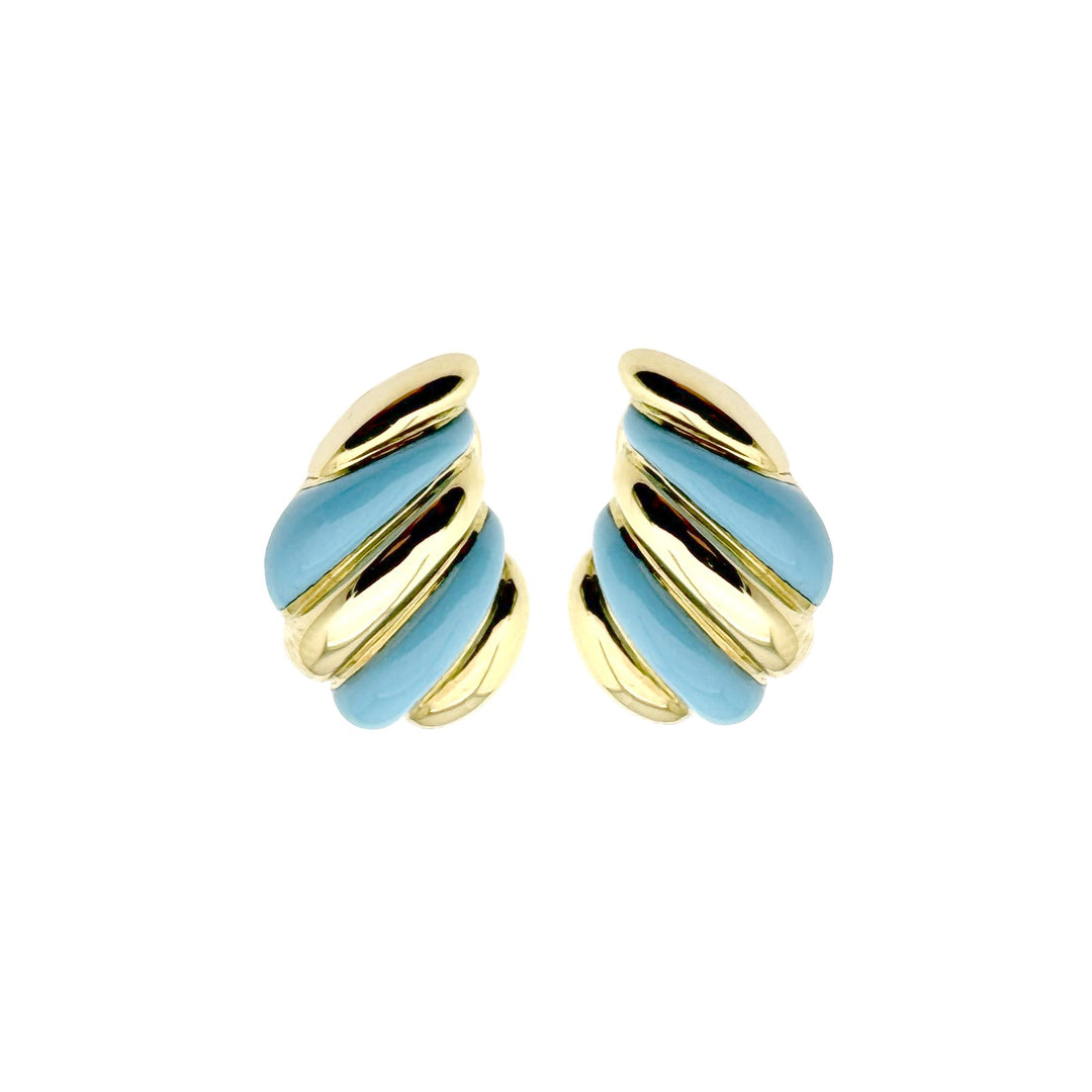Vintage Gold Earrings with Enamel