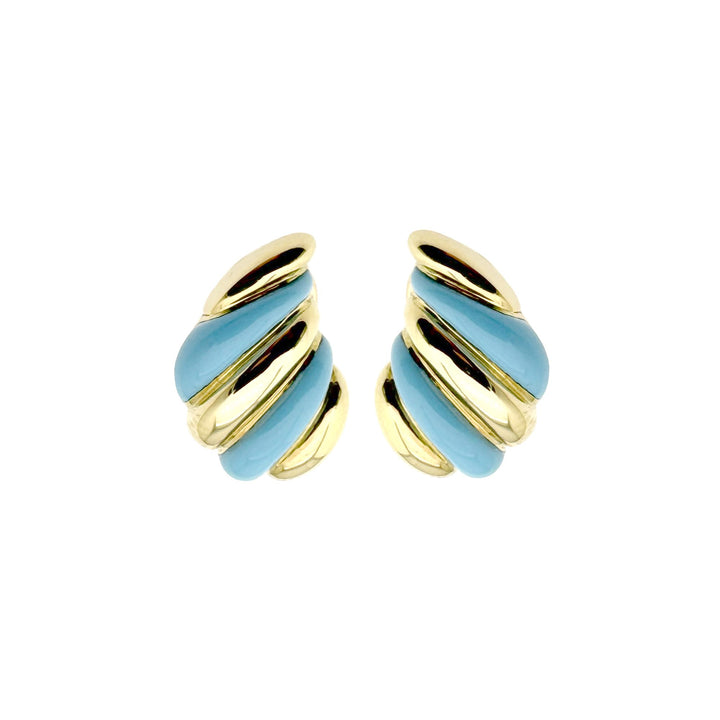 Vintage Gold Earrings with Enamel