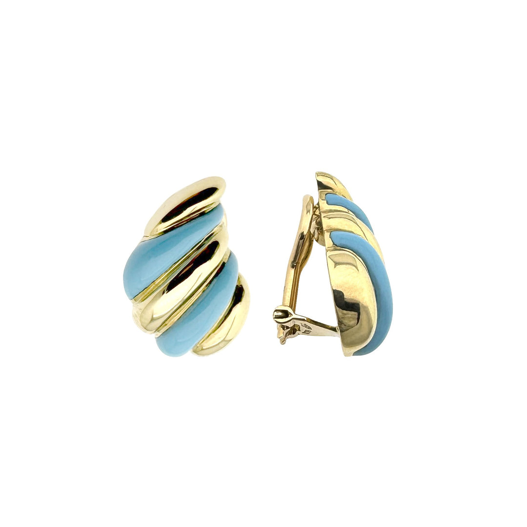 Vintage Gold Earrings with Enamel