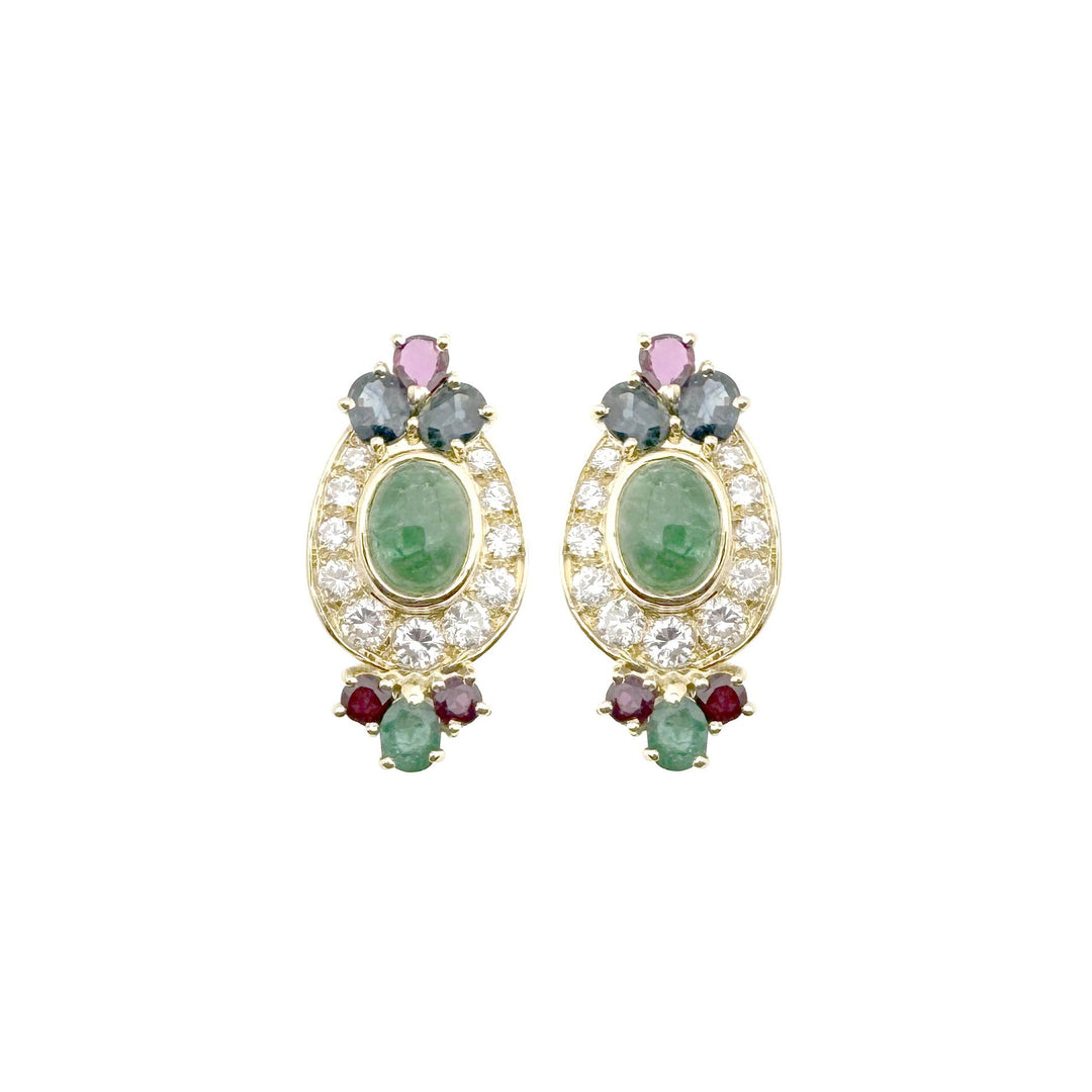 Vintage Gold Earrings with Emeralds