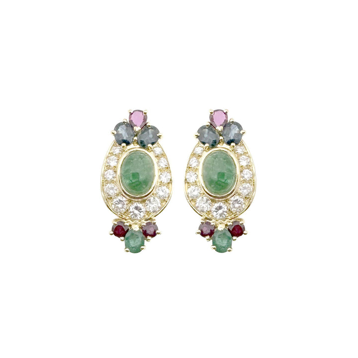 Vintage Gold Earrings with Emeralds