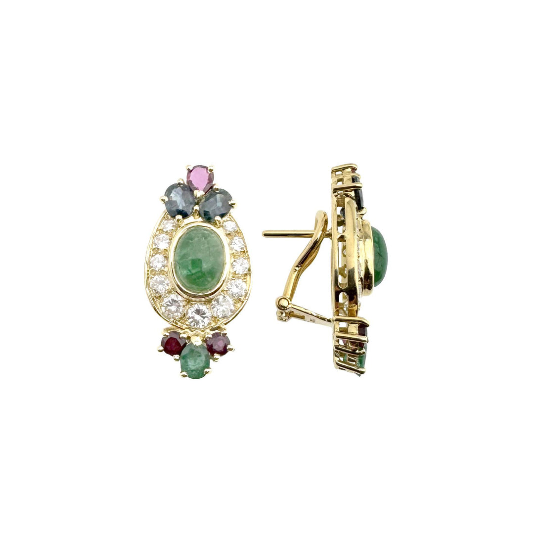 Vintage Gold Earrings with Emeralds