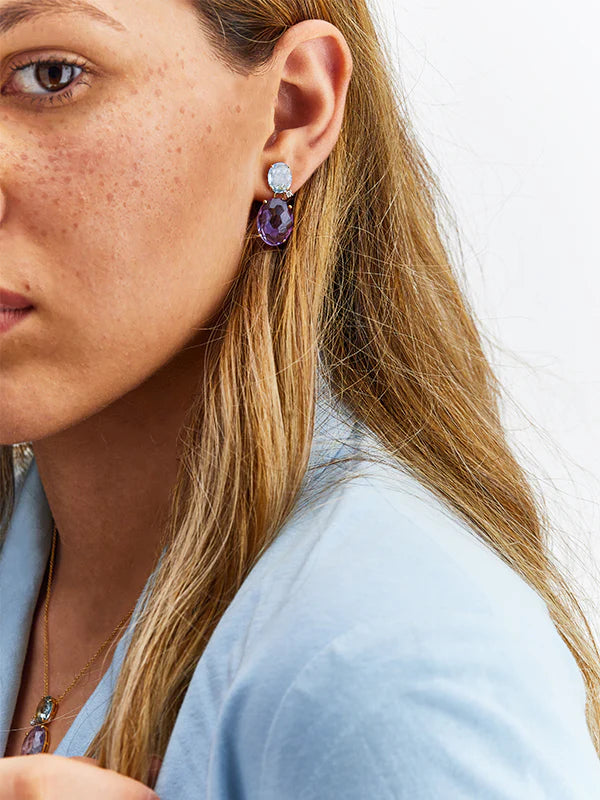 "IPANEMA" GOLD, AMETHYST, BLUE TOPAZ AND DIAMONDS EARRINGS