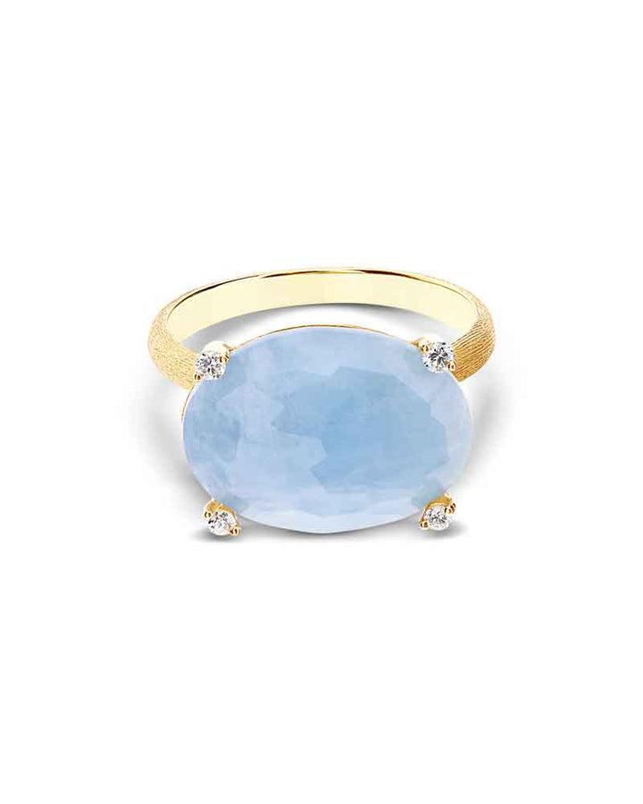 "IPANEMA" GOLD, AQUAMARINE AND DIAMONDS RING