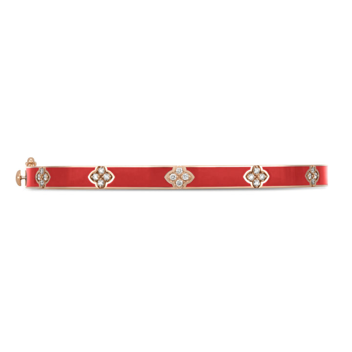 LOVE IN VERONA BANGLE WITH CORAL ENAMEL AND DIAMONDS
