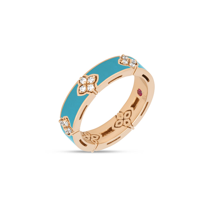 LOVE IN VERONA RING WITH TURQUOISE ENAMEL AND DIAMONDS