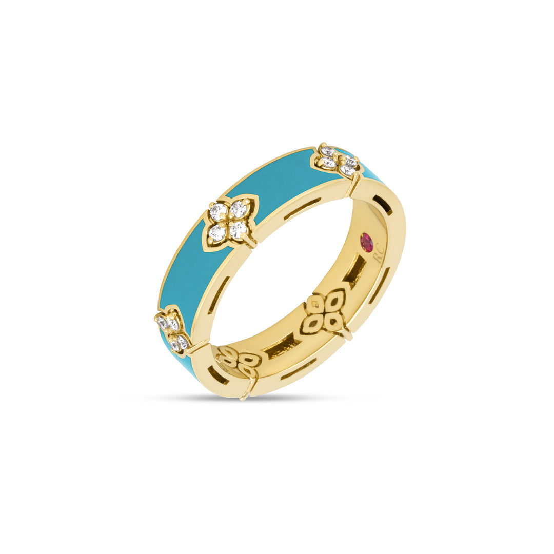 LOVE IN VERONA RING WITH TURQUOISE ENAMEL AND DIAMONDS