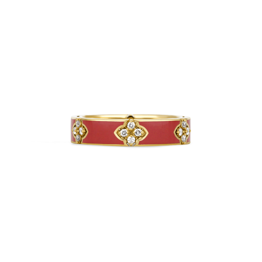 LOVE IN VERONA RING WITH CORAL ENAMEL AND DIAMONDS