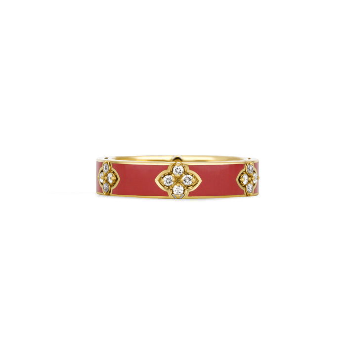 LOVE IN VERONA RING WITH CORAL ENAMEL AND DIAMONDS